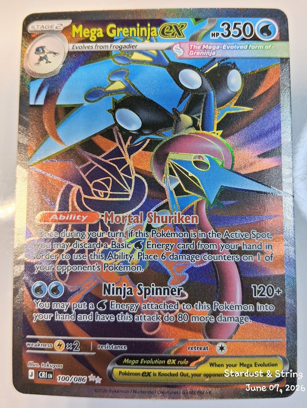 Pokemon Card Mega Greninja Ex 100/086 Chaos Rising Ultra Rare NM